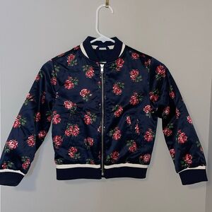 NWT GAP kids Floral Navy Bomber Jacket Size small